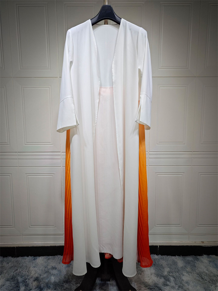 Ramadan Open Chiffon Kimono Abaya Damen Dubai Kaftan Moslim Jas Gebed Kleding Vrouwen Djellaba Kebaya Gewaad Femme Musulmane: M / WHITE