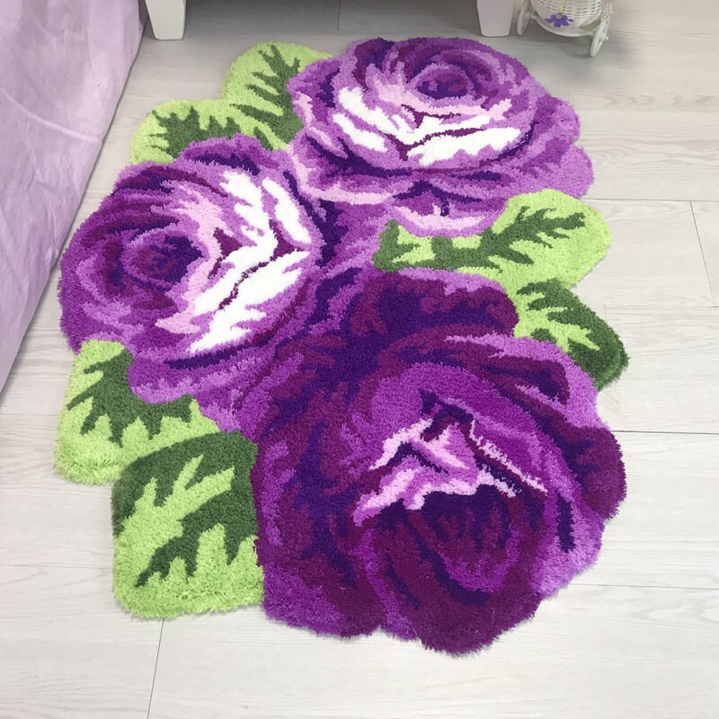 sales Bright color rose mat rose carpet rose rug for bedroom: Purple