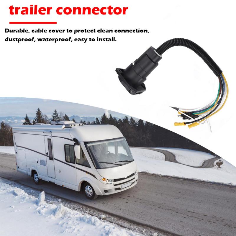 Trailer Light Wiring Adapter with Sufficient Durability and Ruggedness 7 Way RV Blade to 4 Way Flat with Mounting Bracket