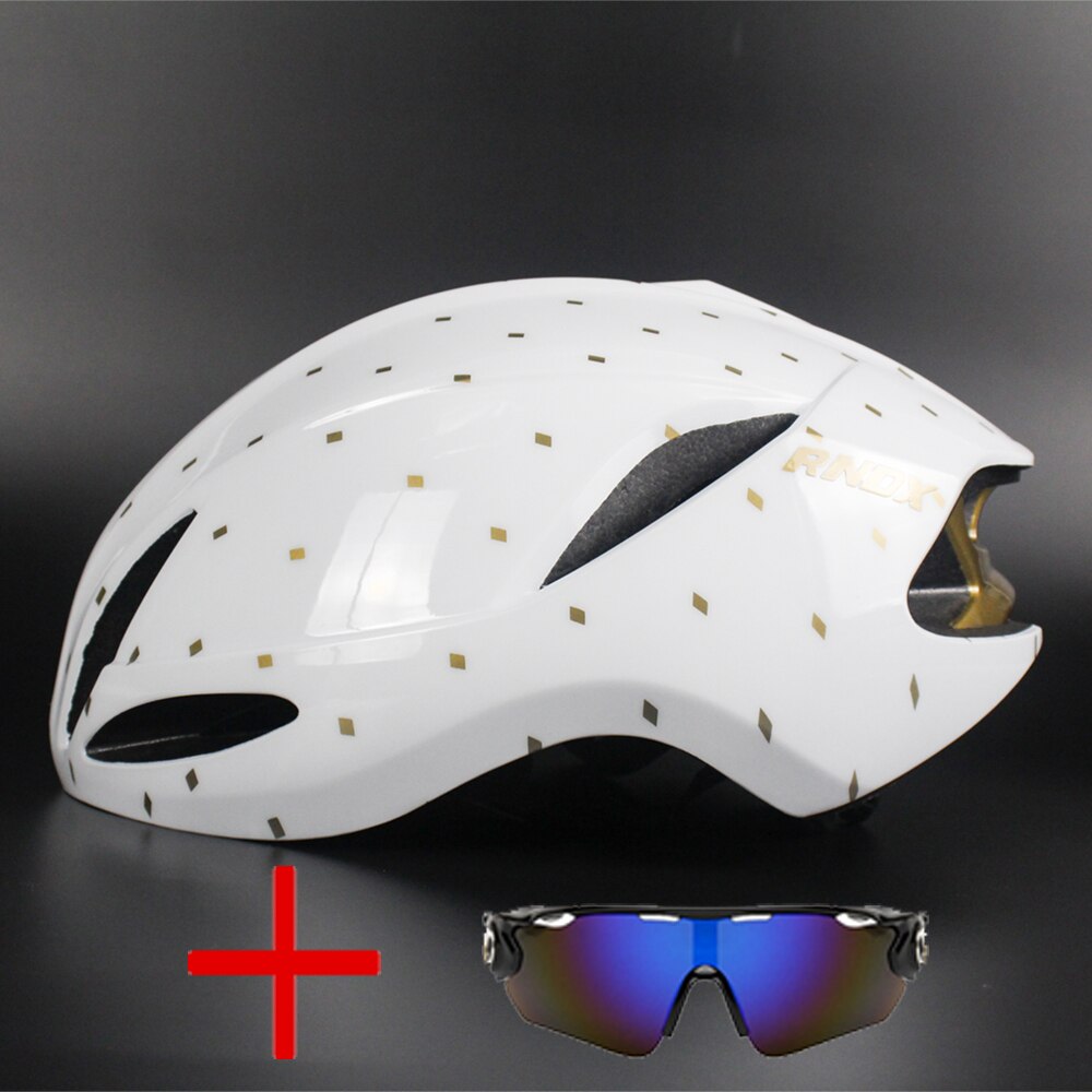 Aero Helmet Triathlon Bicycle Helmet TT Road Bike Helmet For Men Women Race Cycling Helmet Mtb Casco Ciclismo Bicycle Equipment: White gold-1
