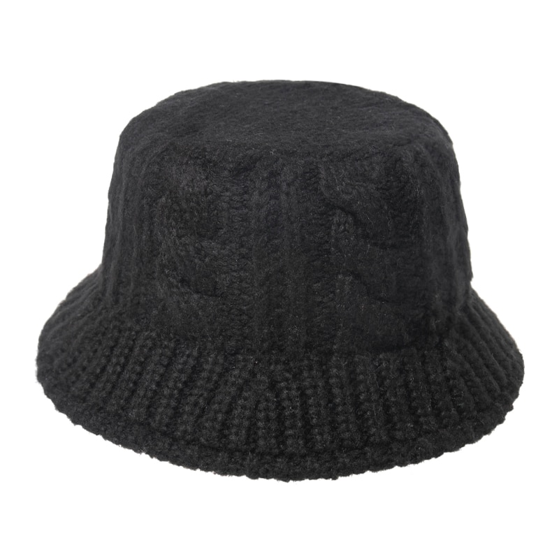 FOXMOTHER Black White Solid Winter Braid Knitted Bucket Hats Winter Warm Caps For Women Ladies gorros Fishing Caps