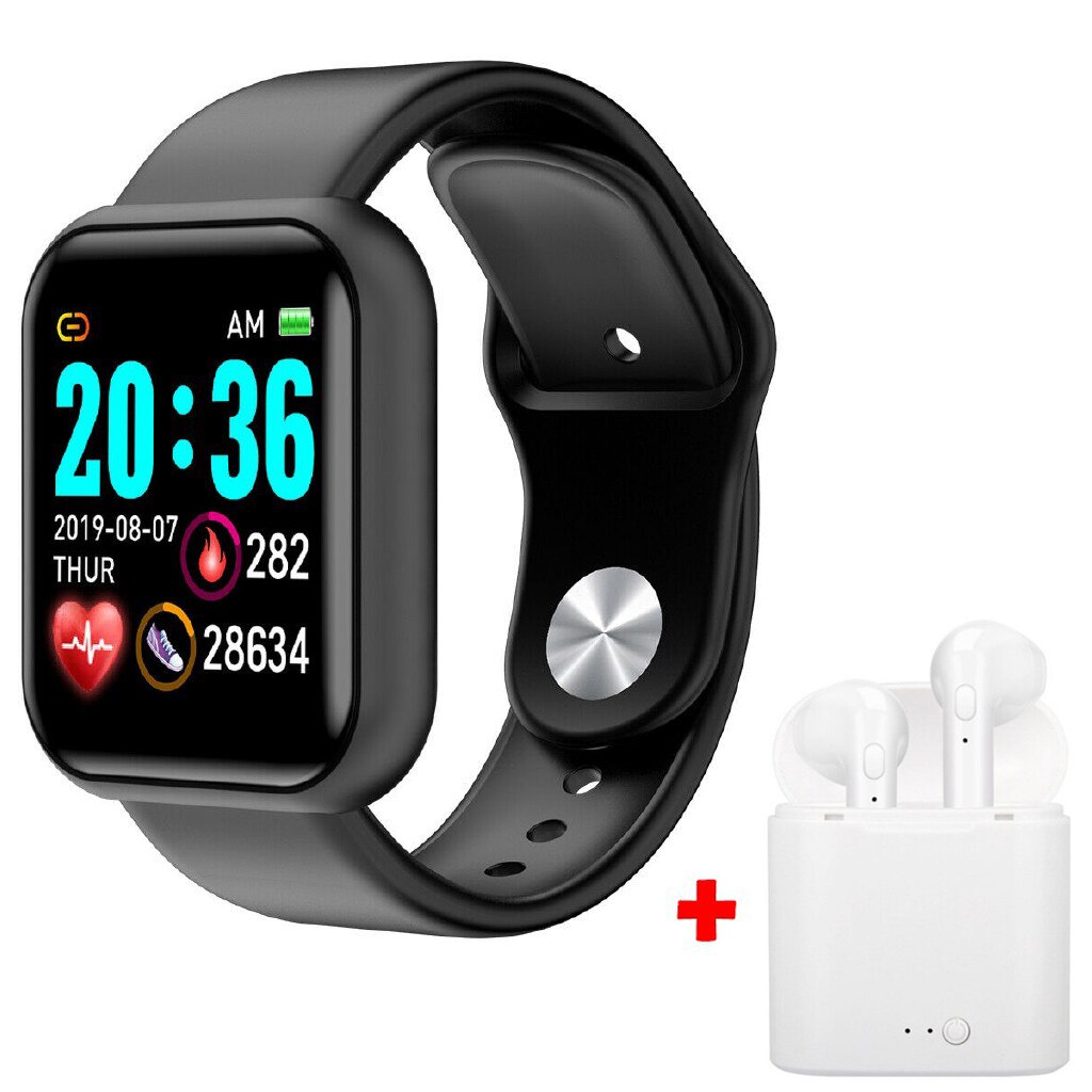 Y68 D20 Smart Watch Pro Bluetooth Blood Pressure Fitness Tracker Watches Heart Rate Monitor Smartwatch For Apple IOS Android: D20 Black i7 White