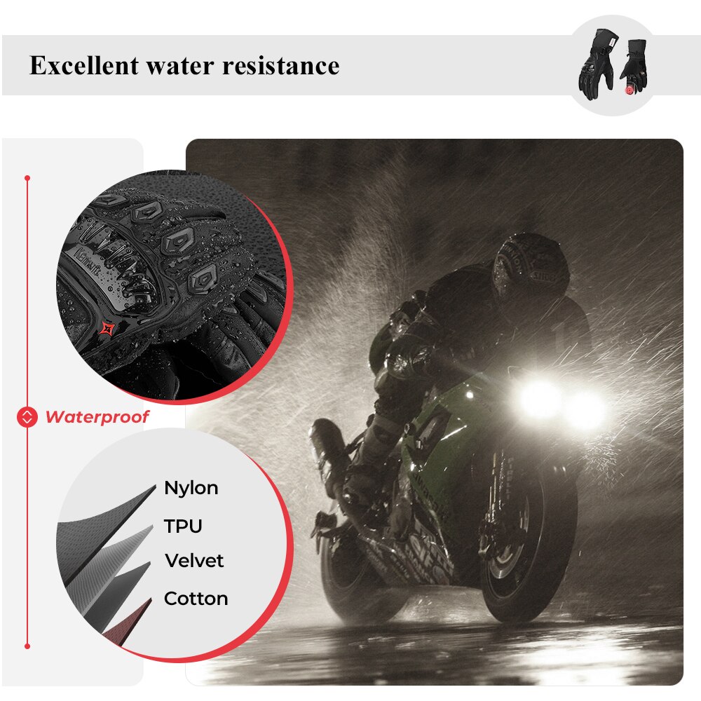 KEMiMOTO Waterproof Winter Motorcycle Gloves Touch Screen Motorcross Windproof Protective Winter Gloves Men Guantes Moto Luvas