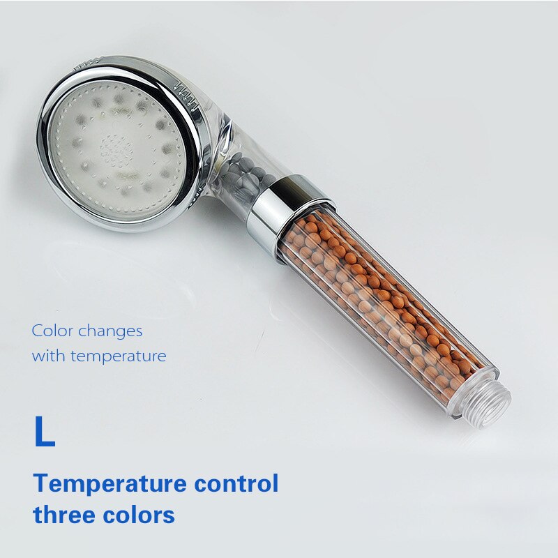Lumière LED pomme de douche contrôle de température buse de douche couleur luminothérapie Anion bain pomme de douche LED veilleuses buses de bain: LTemperature control