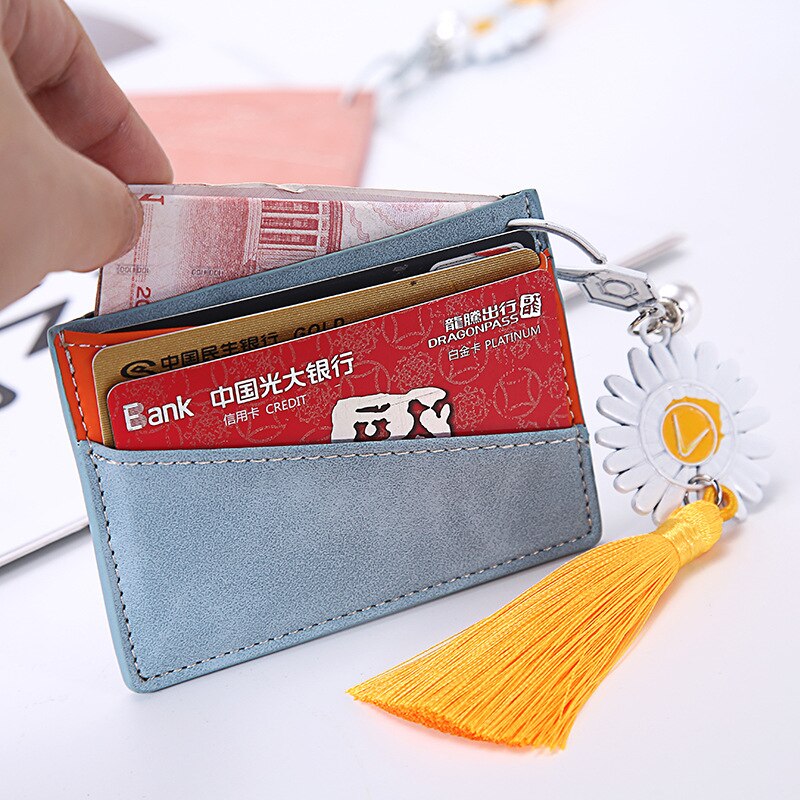 Purdored 1 Pc Slim Kaarthouder Lederen Panelled Kleur Bank Credit Cards Case Kwasten Vrouwen Mini Kaarten Portemonnee Paspoorthoesje