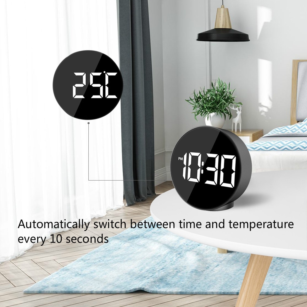 Digitalt vækkeur ledet nattilstand elektronisk ur stor tidstemperatur hjemindretning bordur vågner op lys
