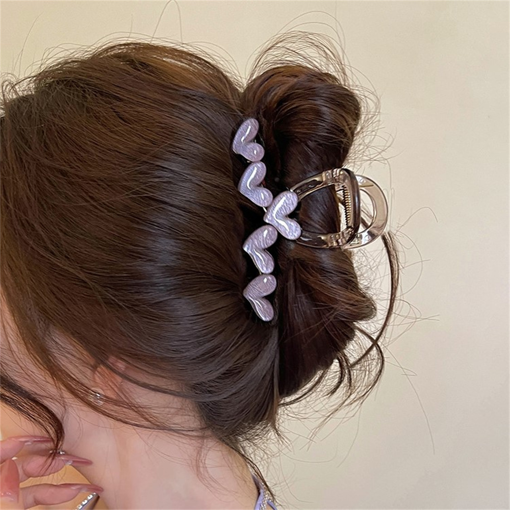 Horquillas geométricas con forma de corazón para el pelo, horquillas con forma de cangrejo, pinzas para el pelo cruzadas a la , pasadores para mujeres y niñas, accesorios coreanos para el cabello con Clip para cola de caballo: Gris