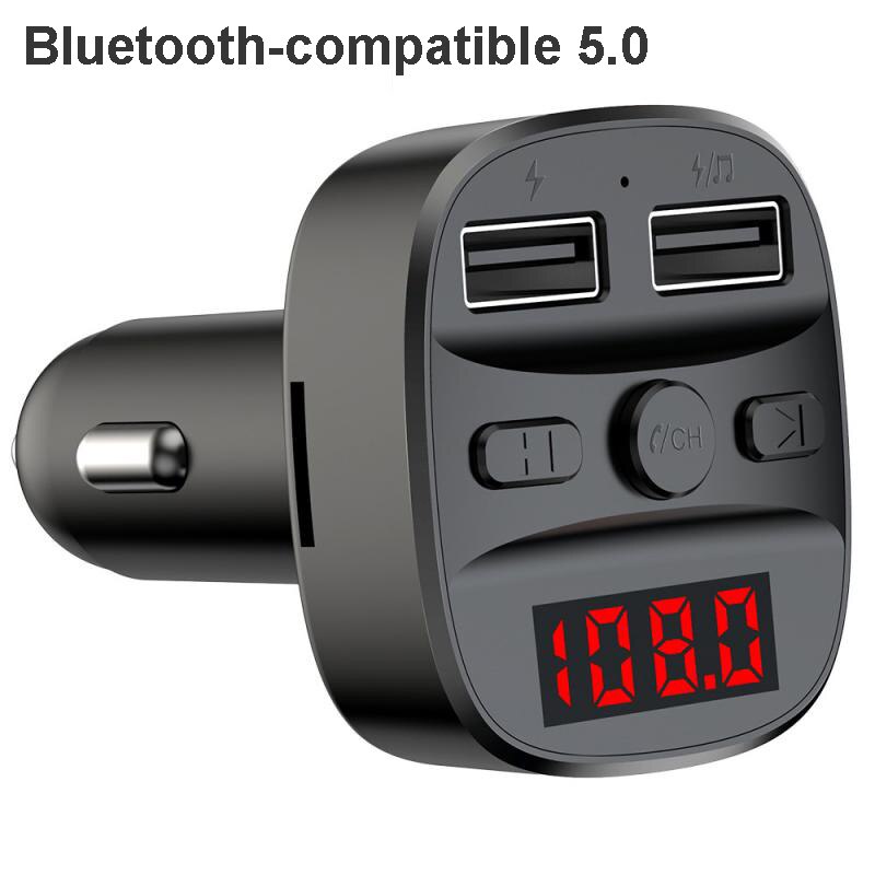 Konrisa Car Bluetooth Transmitter FM Modulator Adapter Wireless A2DP Music Player Handsfree Car Kit Support USB Driver TF Card