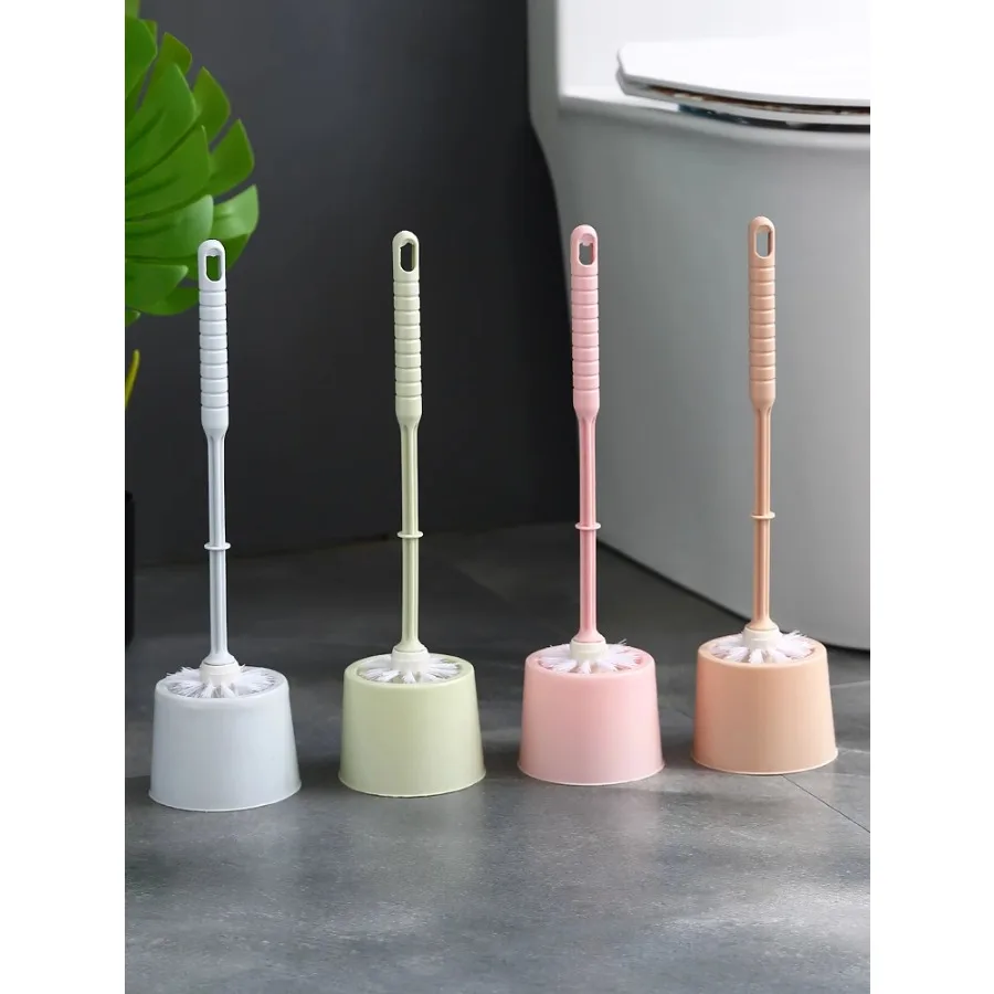 Juego de cepillos de inodoro elegantes para el hogar, cepillo de limpieza de inodoro sin ángulo muerto, mango largo, cepillo de limpieza de inodoro de pelo suave