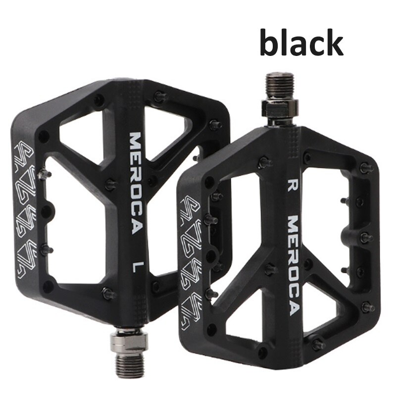 MEROCA MTB Pedal Seal bearing Platform pedals Nylon 9/16" Universal pedal Ultralight Non-slip Mountain Bike Parts 1Pair: 1 pair black