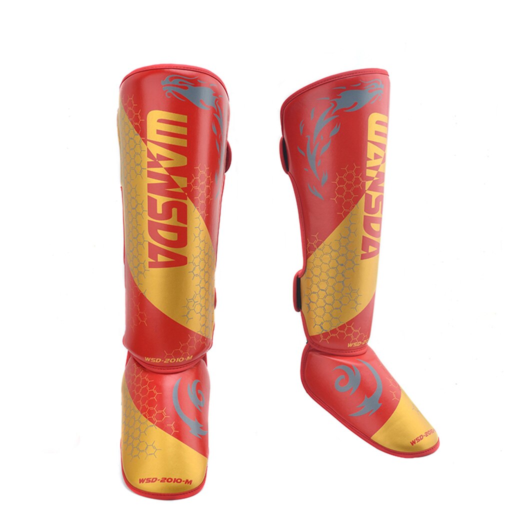 DYJY 1 Pair MMA Boxing Shin Guards Ankle Support Men Women Kickboxing Equipment Karate Protectors Sanda Muay Thai Legging