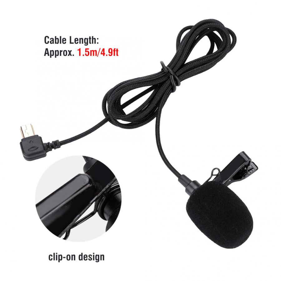 Universele 1.5 M Draagbare Clip Op Mic Usb Microfoon Voor Sjcam SJ6 SJ7 SJ360 Action Camera Mini Microfoon