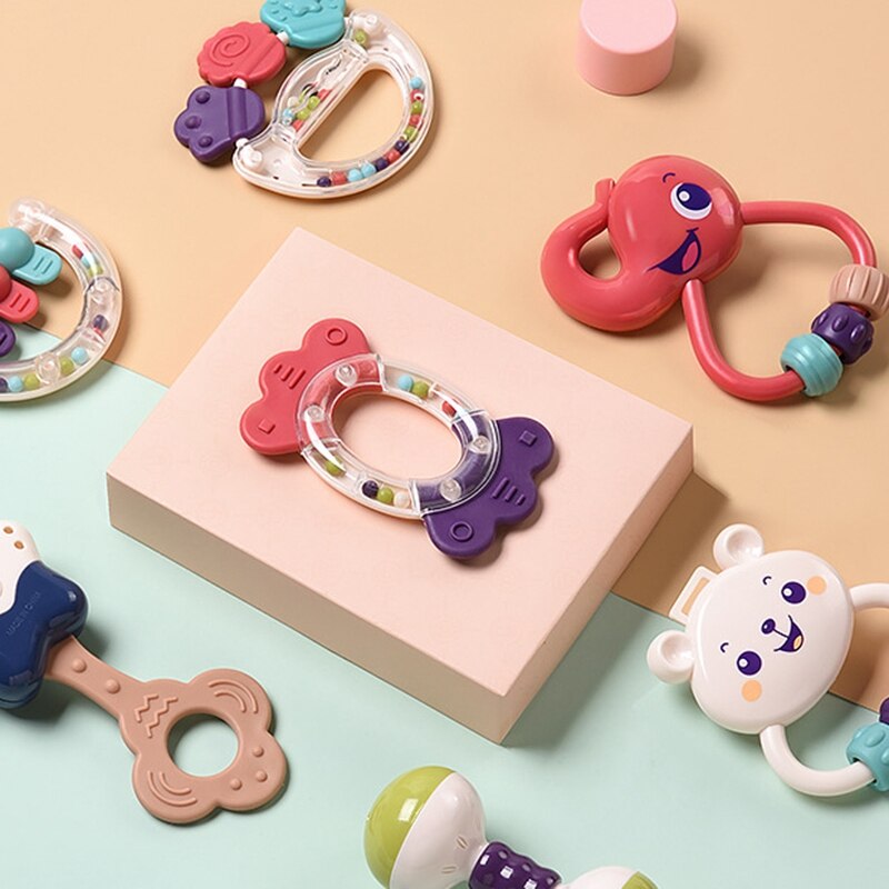 Set di sonagli colorati per bambini 9 pezzi Set di giocattoli educativi molari per bambini massaggiagengive sonagli per bambini
