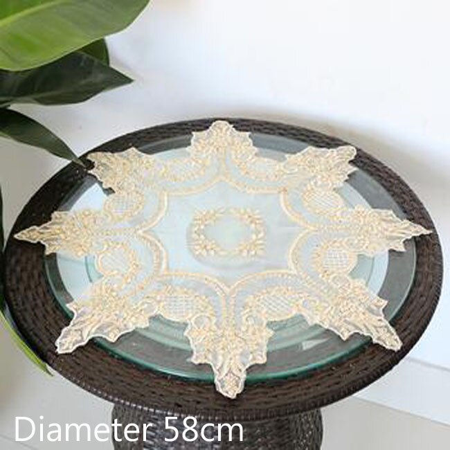 Napperon de table en dentelle 8 motifs, napperon rond de noël en tissu, tasse de mariage, dessous de verre, serviette de cuisine: Gold 2
