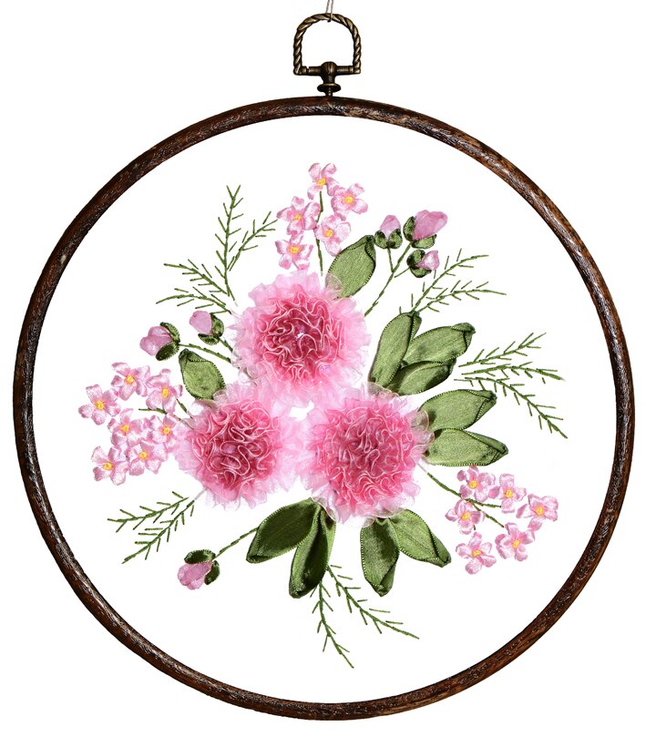 30 x 30cm blomster båndbroderisæt pletmalesæt håndværkssæt diy håndlavet håndarbejde kunst boligindretning