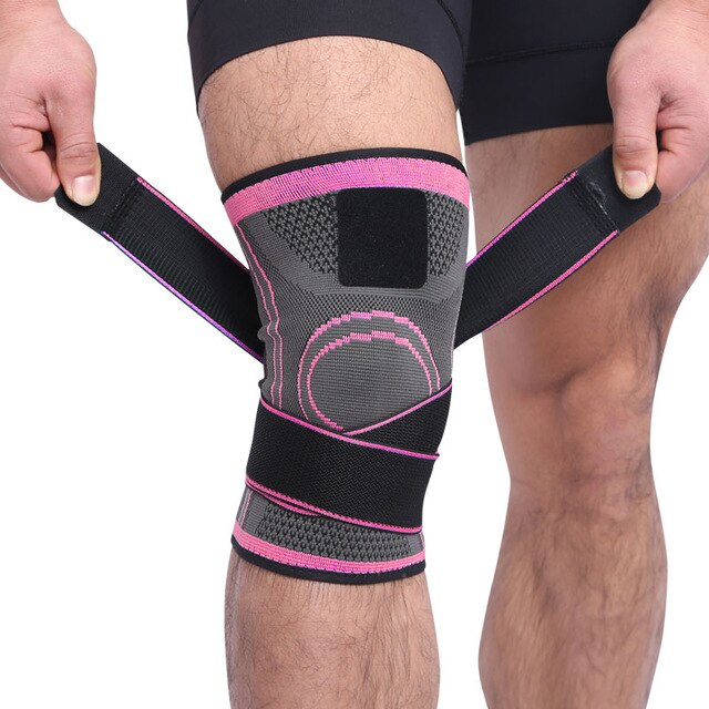 1PCS 3D weben druckbeaufschlagung knie brace basketball tennis wandern radfahren knie unterstützung professionelle schutz sport knie pad: Pink / S