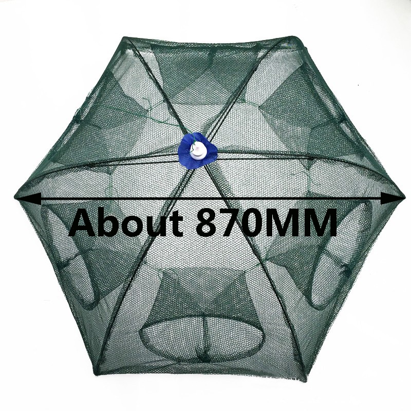 Folded Portable Hexagon 6 Hole Automatic Fishing Shrimp Trap Fishing Net Fish Shrimp Minnow Crab Baits Cast Mesh Trap