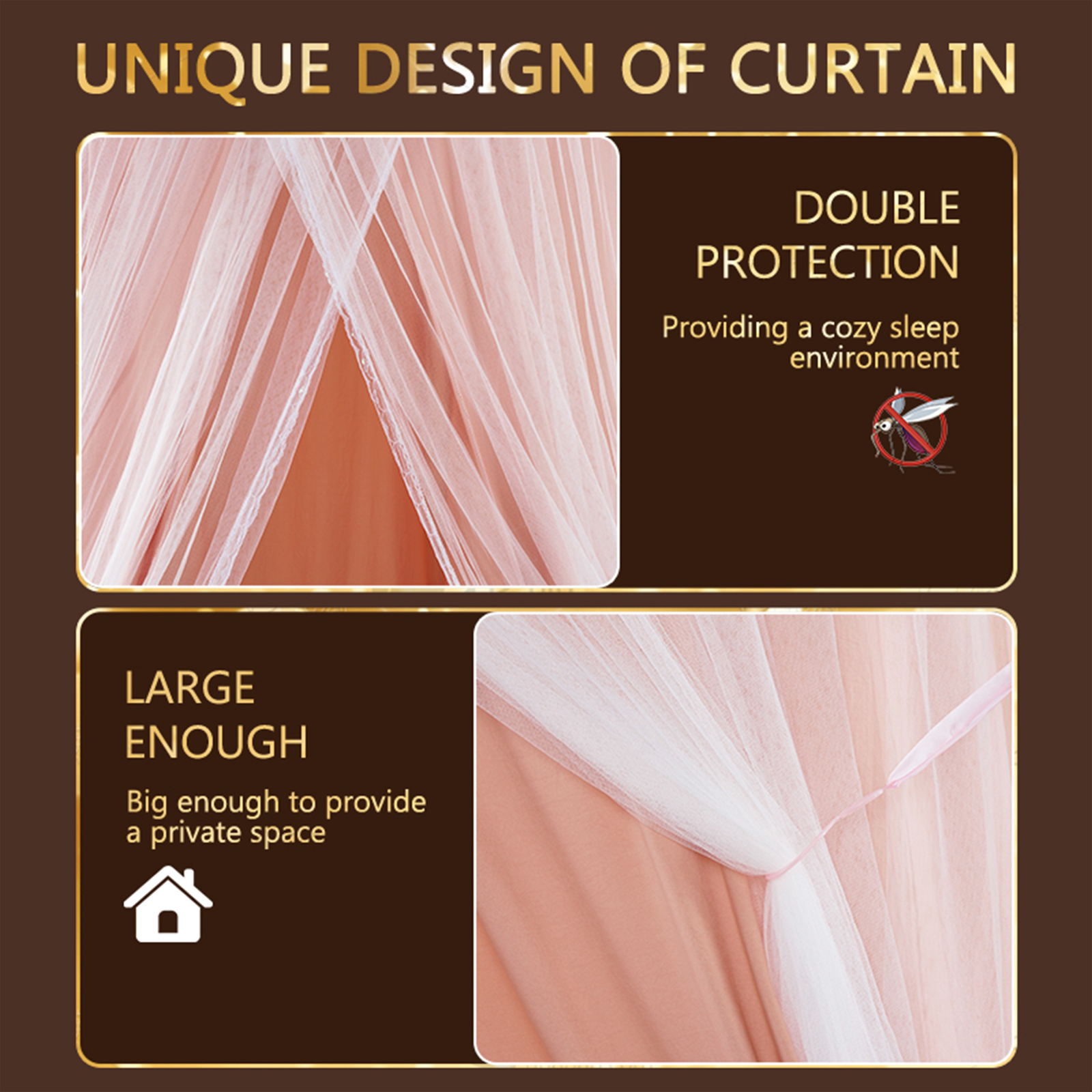 Toldo de cama para niñas y adultos, cortina de cama grande y de doble capa, cortinas con cúpula redonda, dosel de princesa de encaje