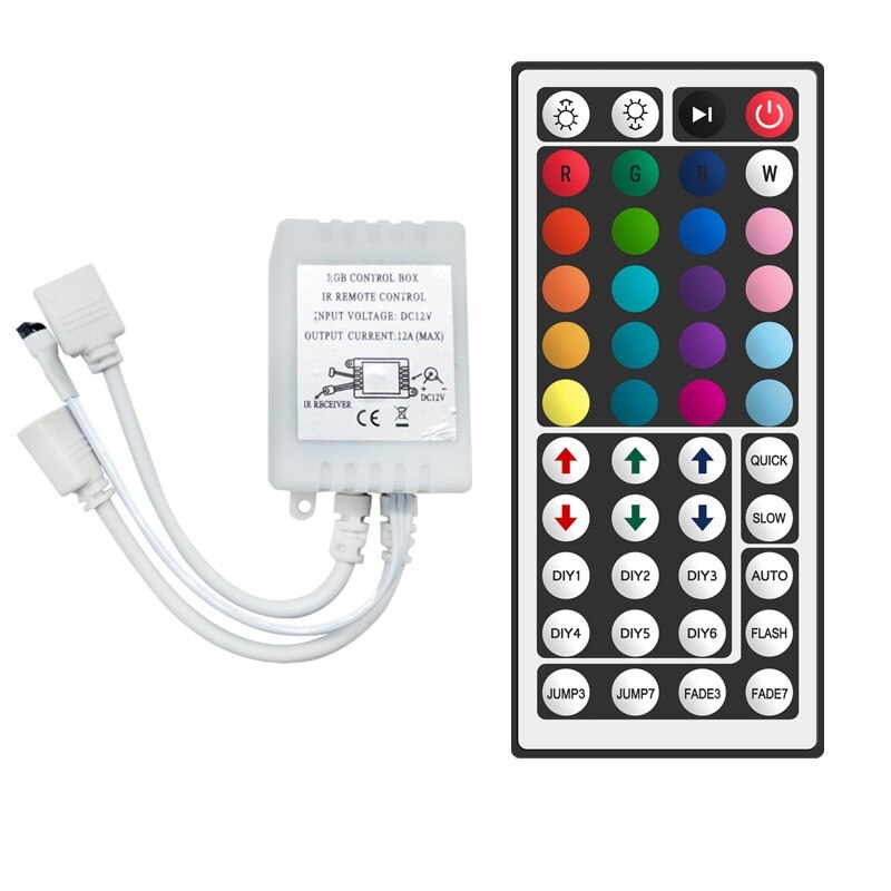 LED RGB Controller 44 Keys Single Double IR Remote RGB Controller DC12V Dimmer Control Box For SMD2835 3528 5050 LED Strip Light: Double connection