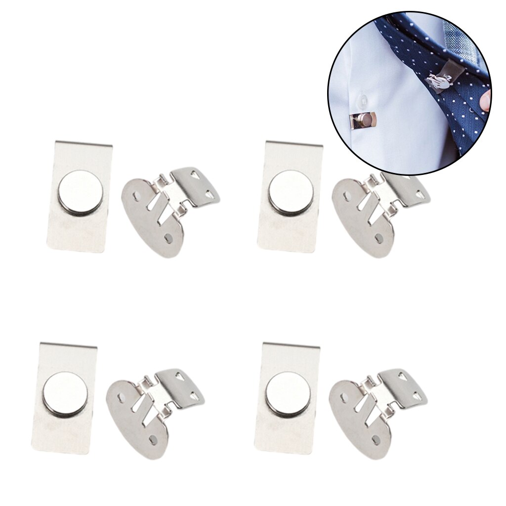 8Pc Tie Blijven Clips Onzichtbare Magnetische Rvs Anti-Rimpel Anti-Drijvende En Anti-Swing Tie houder Clips