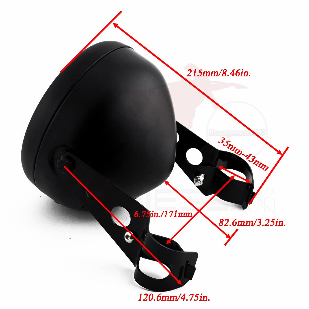 6.5 Inch Retro Motorcycle Headlight Grill Side Mount Cover with Bracket Motorcycle Side Mount Headlight Cover 35-43mm