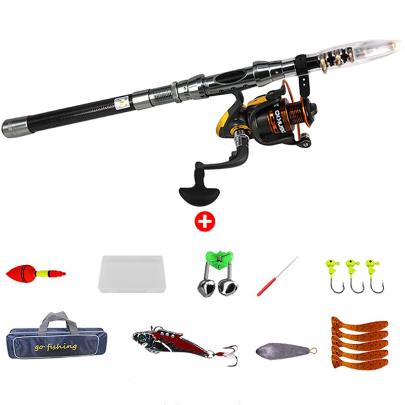 Hengel Set Hengel Pak Met Reel Draagbare Accessoires Vissen Tas Beginners Telescopische Ultralight Intrekbare Reizen