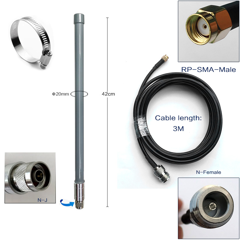 Outdoor Helium Miner Antenna 868 MHz LoRa 915 MHz RAK Hotspot Mining Antena Fiberglass RP SMA Male Lorawan High Gain Antenne: 3 m RP-sma male