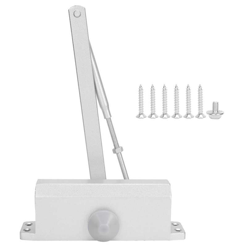 spring hinge door closer 60-85kg Door Closer Aluminum Alloy Adjustable Hydraulic Door Shutter for Commercial Use Silver closes