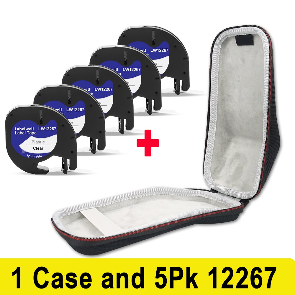 Labelwell ochronny futerał podróżny do Dymo Letratag LT-100H LT100H wytwórnia etykiet twardy futerał do przenoszenia schowek LT 91201 12267: 1 Case 5PK 12267