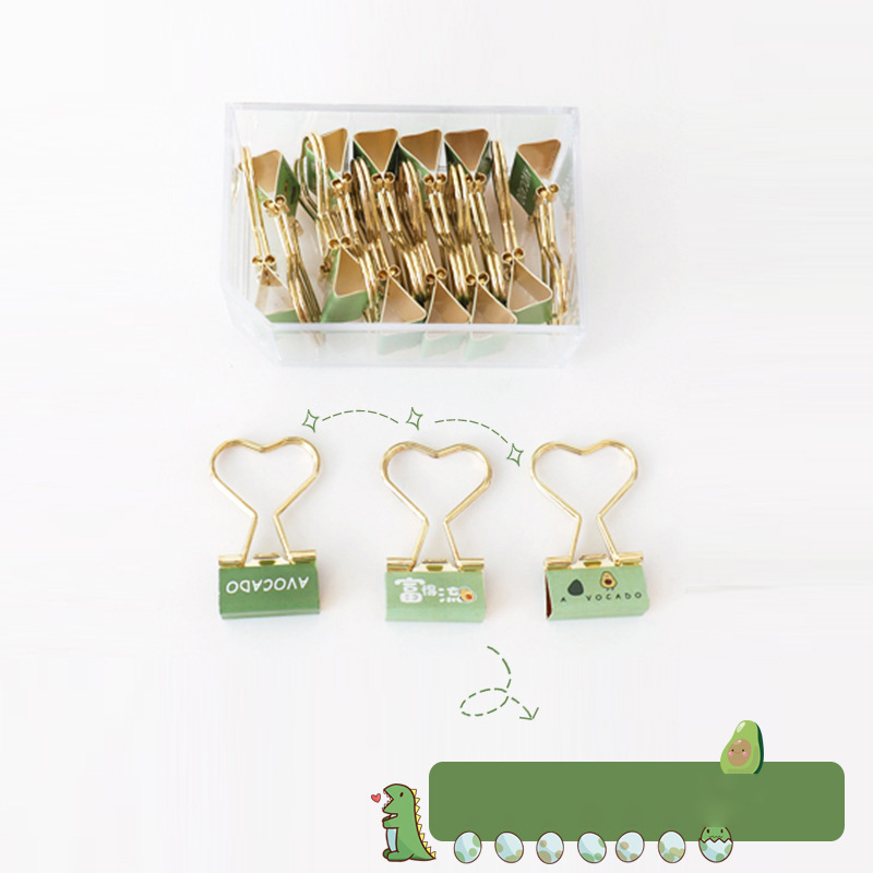 12 Pcs/Box Cute Metal Binder Clips 2022 Paper Clip Pretty Stationery School Office Learning Supplies: love clips suit
