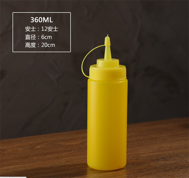 8-24oz Plastic Clear Squeeze Squeezy Sauce Bottle Mayo Dispenser Bottles: Yellow / 450 ML