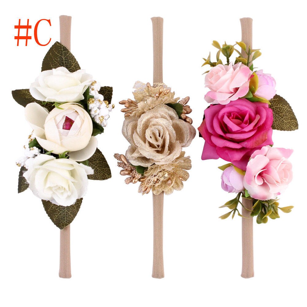 Brand 3Pcs/Packet Baby Girls Bowknot Head Bands Headband Hair Accessories Photo Props Imitation Flower Hairband