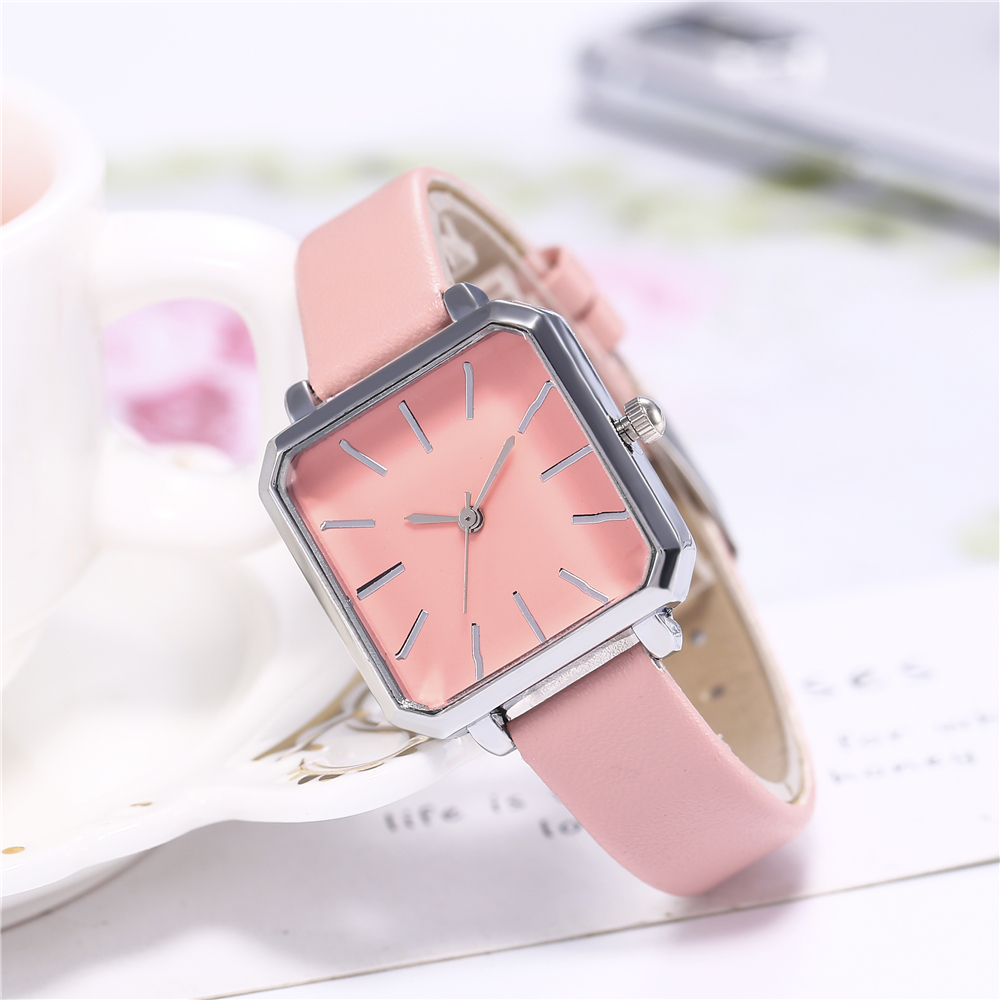 Topmerk vierkante dames armbandhorloge met gecontracteerd leer en kristal polshorloges damesjurk dames quartz klok dropshipping