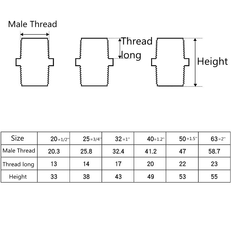 1-10pcs 1/2“ - 2“ Male Thread PVC Connector PVC Pipe Adapter Garden Irrigation Watering Fittings Plumbing Accessories