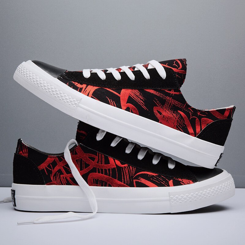nouveaux hommes toile chaussures vulcanisé chaussures conseil chaussures décontracté graffiti marée chaussures bas-haut sport chaussures pour hommes