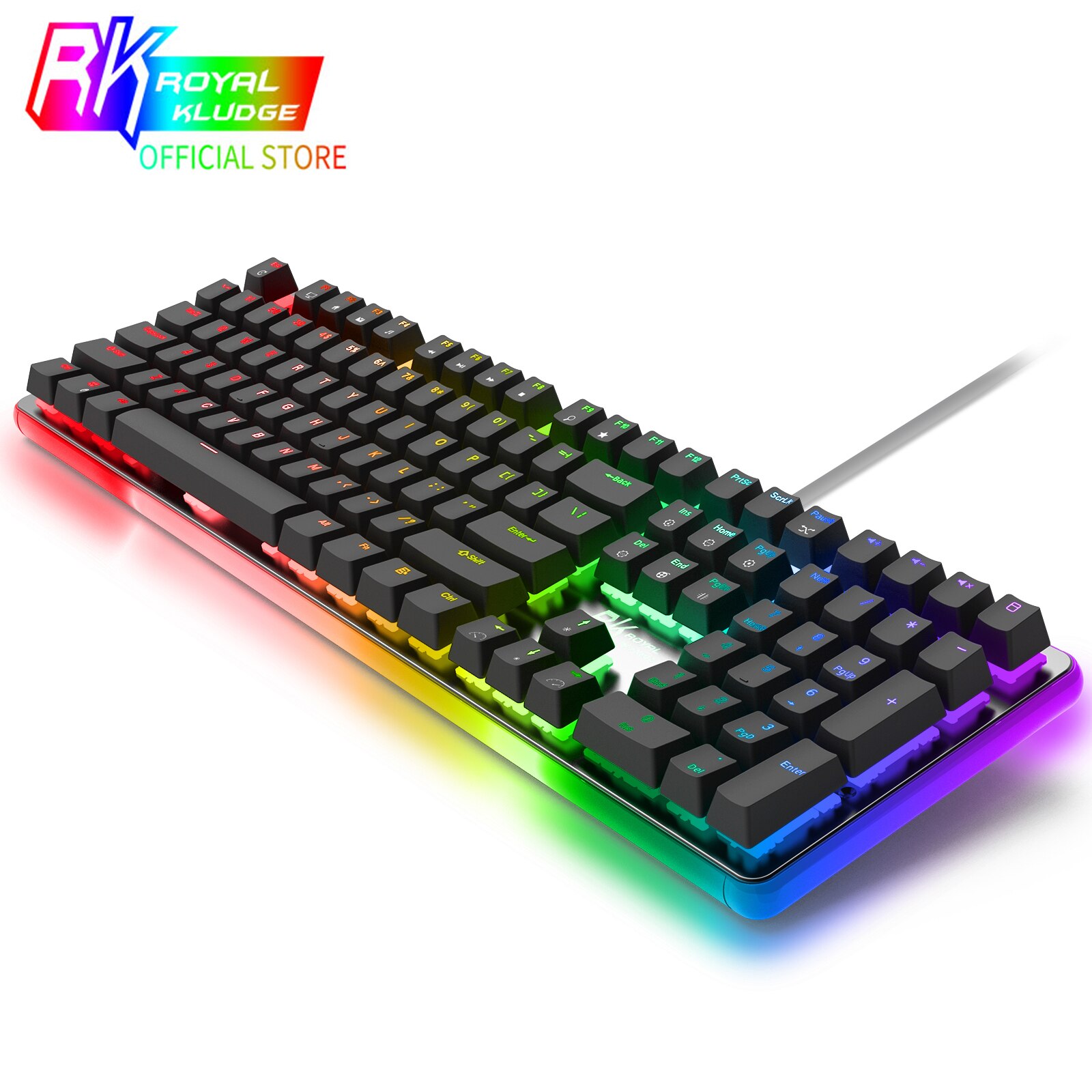Teclado mecánico RK918 ROYAL KLUDGE para videojuegos, con cable USB, 108 teclas con retroiluminación RGB, interruptor marrón para PC, ordenador