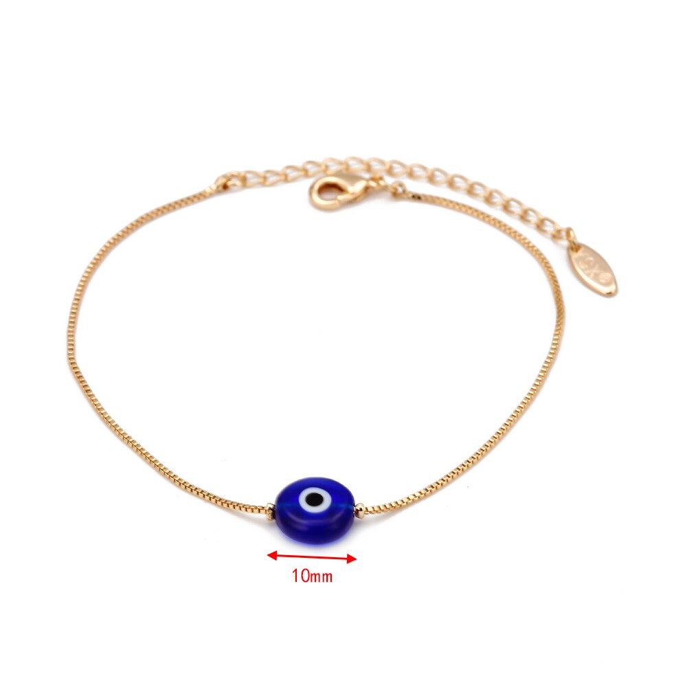 Lucky Eye Blue Turkish Evil Eye Charm Bracelet Gold Color Copper Chain Adjustable Bracelet for Women Girls Jewelry BE73