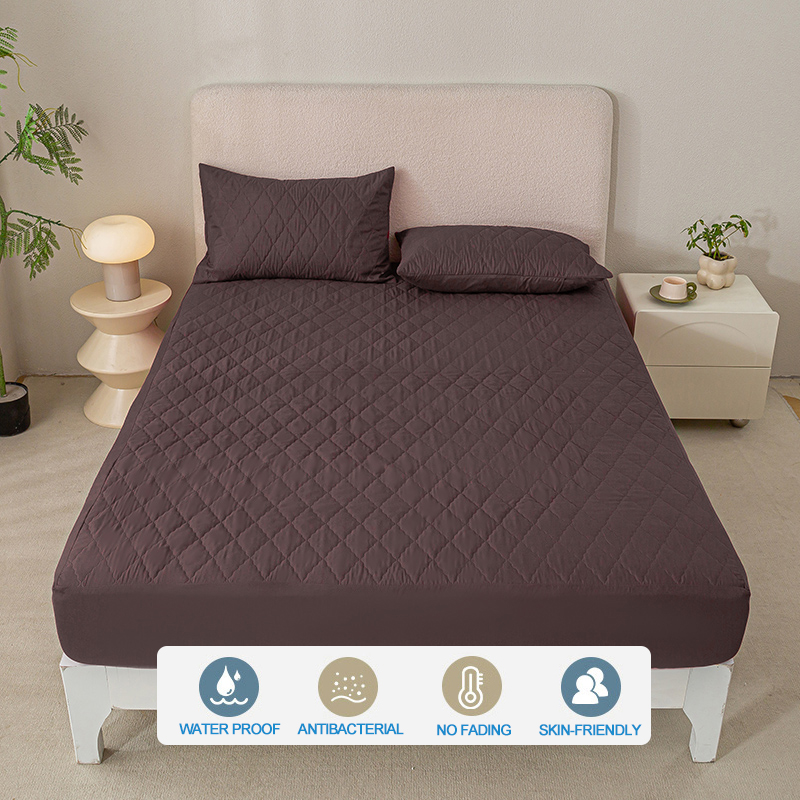 Waterproof Mattress Protector - Hypoallergenic Mattress Cover, Soft & Noiseless, Waterproof Bed Sheet, Anti-Slip Washable,Coffee