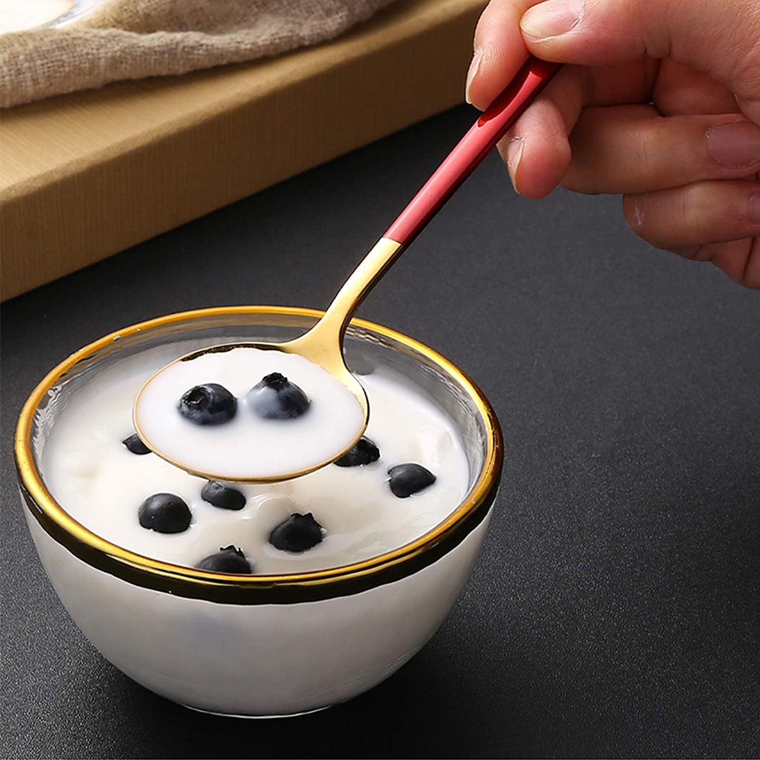 1 PCS Long Handle Spoon Stainless Steel Spoon 7.8in Metal Spoons Tablespoon Dinner Spoon Mirror Finish Dishwasher Dessert Spoons