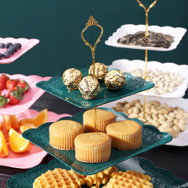 Afneembare Cake Stand Europese Stijl 3 Tier Gebak Cupcake Fruitschaal Serveren Dessert Houder Wedding Party Home Decor