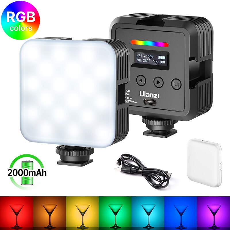 Ulanzi  vl49 himmennettävä rgb led videovalo lamppu päivitetty versio monivärinen puhelin kamera led lamppu valokuvaus studio valaistus vlogi