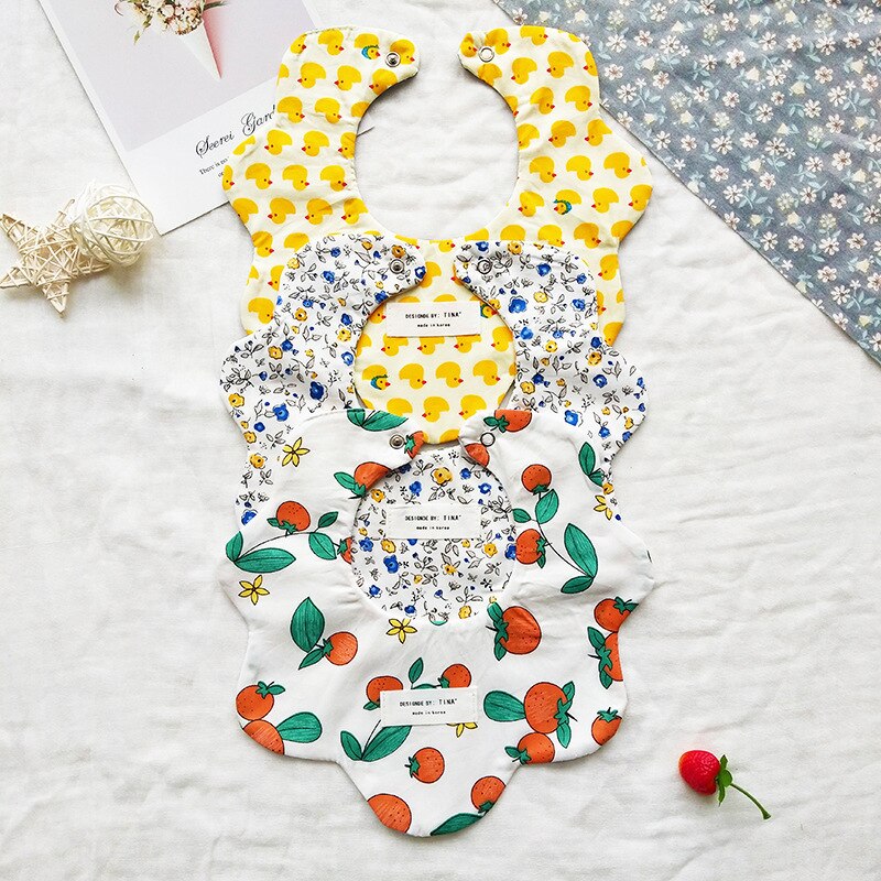 Ins Baby Speeksel Pocket Absorberende Ademend Katoen Bib Boy Girl Bloemenprint Babyvoeding Bib Baby Baby Accessoires