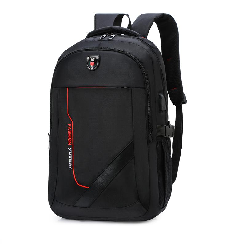 Backpack Men Nylon Backbag 15.6 Inch Laptop Rucksack Charging Shoulder Bag Large Capacity Bagpack Male Mochilas Knapsack: Red