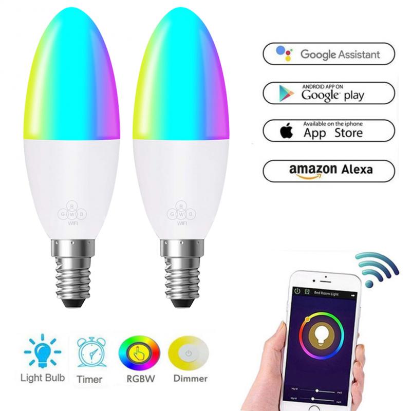 WiFi Smart Glühbirne E14 E26 E27 B22 LED Wifi Fernbedienung Timing Licht Arbeit Mit Alexa/Google Home RGB + weiß Dimmbar Timer Lampe