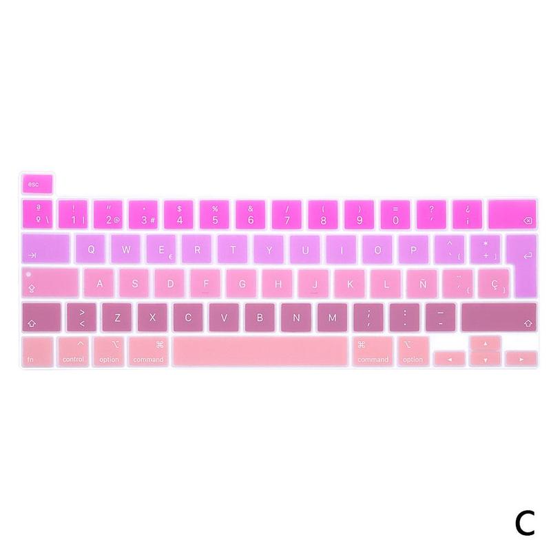 Rainbow Color Silicone Spanish Keyboard Skin Cover For MacBook Pro 16 A2141 M1 Chip A2338/A2251/A2289 +
