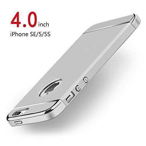 Funda para iPhone 5, funda para iPhone 5s, funda para iPhone SE , funda de lujo 3 en 1, carcasa rígida ultrafina para teléfono: ABS / Plata
