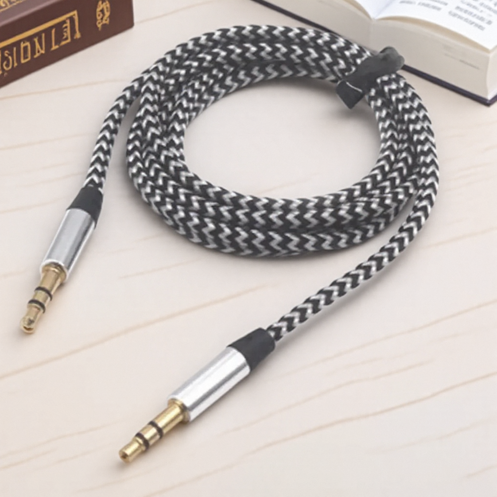 3.3ft st flätade nylonkabel, 3.5mm hane-till-hane ljudkabel för smartphone-hörlurar,  mp3 st musikkabel för spelare: Svart