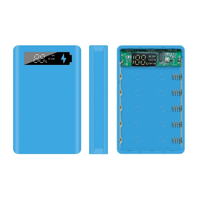 Cargador de batería 5x18650, carcasa de batería portátil de 15000mAh, pantalla Digital, carcasa de Banco de energía, entrada Micro tipo c, puerto USB Dual