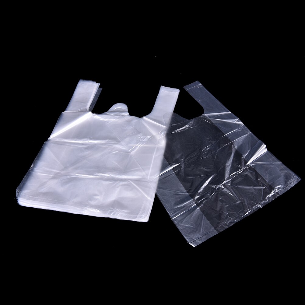 55Pcs 24*32Cm Plastic T-shirt Retail Draagbare Vest Winkelen Supermarkt Zakken Handgrepen Verpakking Witte Plastic Zakken