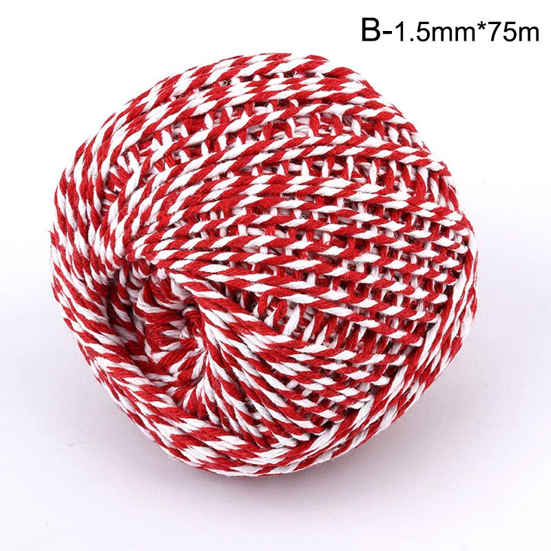 DIY Handmade Cotton Thread 1 Roll 75 Meters Rope Red White Card Hanging Rope Packing Twine String Cord: B